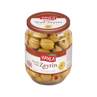 زيتون أخضر يايلا بالفلفل الأحمر في محلول ملحي 370 جرام