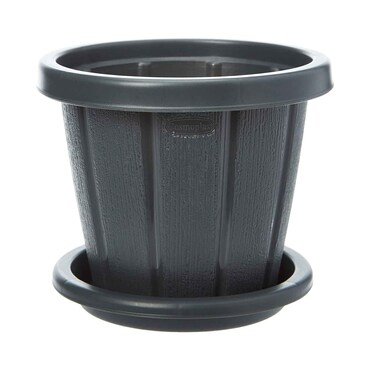Cosmoplast Plastic Cedargrain Round Flowerpot 16 Inch With Tray assorted