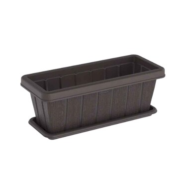Cosmoplast Plastic Cedargrain Rectangle Planter 24 Inch assorted