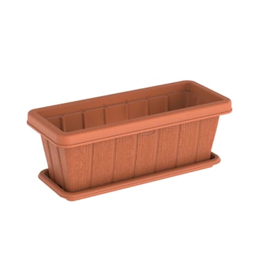Cosmoplast Plastic Cedargrain Rectangle Planter 30 Inch assorted