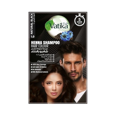 Vatika Henna Shampoo Hair Color 1.0 Natural Black