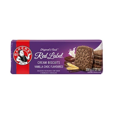 Bakers Red Label Cream Biscuits With Vanilla Chocolate Flavoured 200g