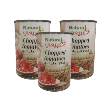 علبة طماطم طبيعية مقشرة ومفرومة 400 جرام × 3 قطع