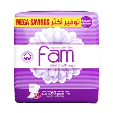 Fam Trifold Super With Wings Feminine Pads 60 Pieces