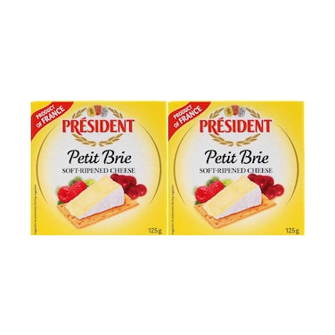 President Petit Brie Soft Ripened Cheese 125gx2 Pieces