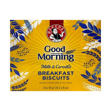 Bakers Good Morning Breakfast Biscuits With Milk &amp; Cereals Flavour 50gx16 Pieces