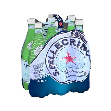 مياه معدنية طبيعية غازية سان بيليجرينو عبوة بلاستيكية 1 لتر × 6 قطع
