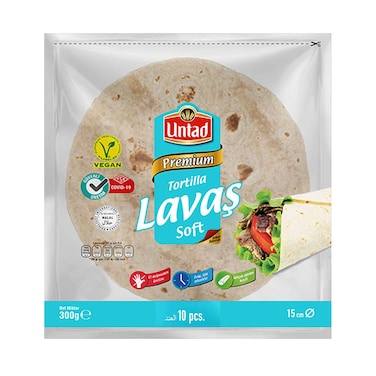 Untad Premium Tortilla Lavas Soft Bread 15cm, 10 Pieces, 300g
