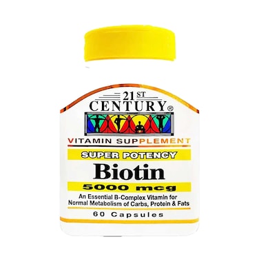 21st Century Vitamin Supplement Biotin 5000mcg Super Potency 60 Capsules