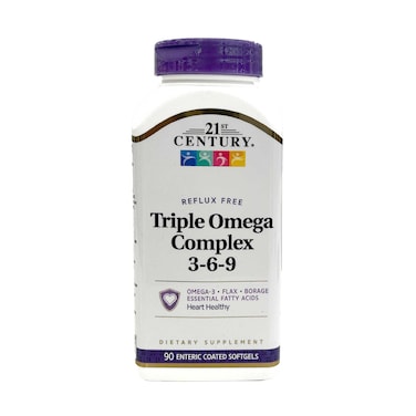 21st Century Reflux Free Triple Omega Complex Enteric Coated 90 Softgels