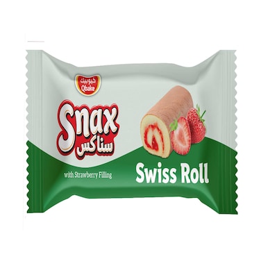 Qbake Snax Swiss Roll Mini With Strawberry Filling 20g