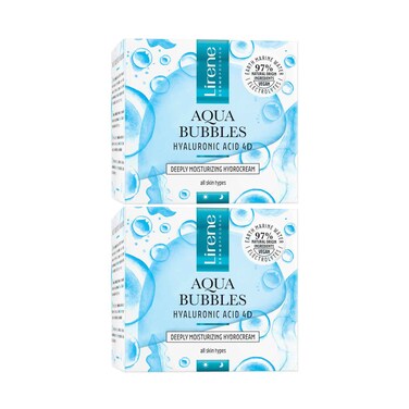 Lirene Aqua Bubbles Hyaluronic Acid 4D Deeply Moisturizing Hydrocream For All Skin Types 50mlx2 Pieces