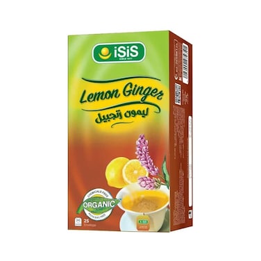 شاي الليمون والزنجبيل العضوي من إيزيس 25 كيسًا