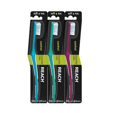 Reach Toothbrush Control Essential Care Full Soft Assorted 3 Pieces