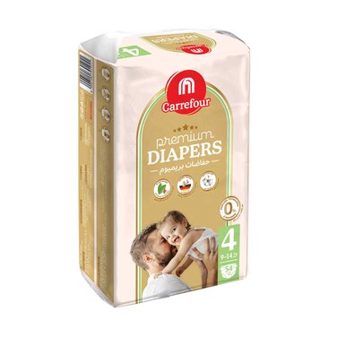 Maf Carrefour Baby Premium Diapers With Aloe Vera And Vitamin E Size 4 9-14kg 54 Diapers