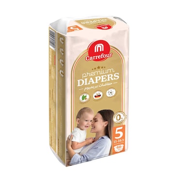 Maf Carrefour Baby Premium Diapers With Aloe Vera And Vitamin E Size 5 11-16kg 46 Diapers
