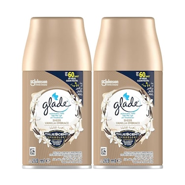 Glade Auto Refill With Sheer Vanilla Embrace Air Freshener 269mlx2 Pieces