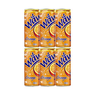 Waw Orange Carbonated Drink 250mlx6 Pieces