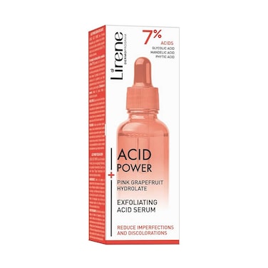Lirene Acid Power Pink Grapefruit Hydrolate Exfoliating Acid Serum 30ml