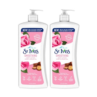 St. Ives Smoothing Body Lotion With Rose Argan Oil 620mlx2 Pieces