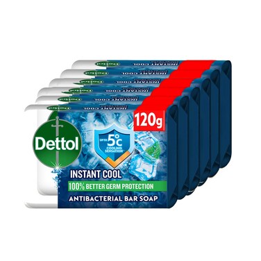Dettol Cool Bar Soap Menthol &amp; Eucalyptus Scent 120gx6 Pieces