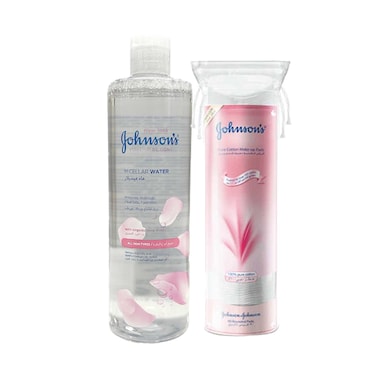 Johnson's Micellar Water 400ml &amp; Johnson's Pure Cotton Make Up 80 Round Pads