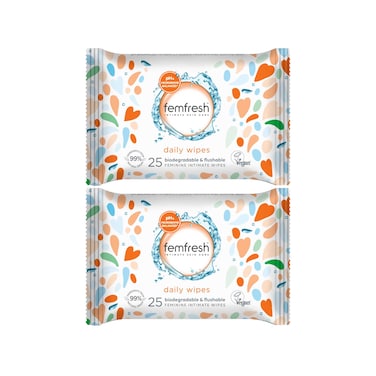 Femfresh Feminine Intimate Wash Daily Wipes  25sheetsx2 Pieces