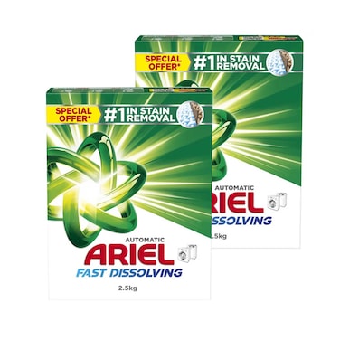 Ariel Automatic Fast Dissolving Detergent Powder 2.5kgx2 Pieces