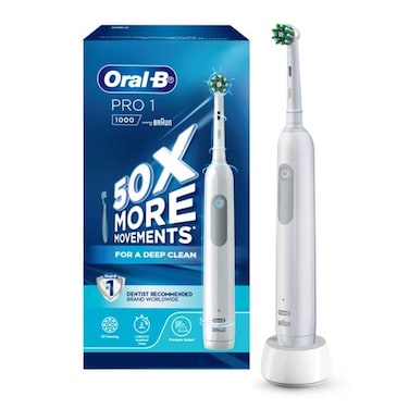 Oral-B D305.513.1 Pro 1 1000 Rechargeable Electric Toothbrush With Pressure Sensor Powered