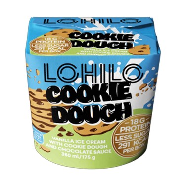 Lohilo Cookie Dough Vanilla Ice Cream With Cookie Dough &amp; Chocolate Sauce 175g