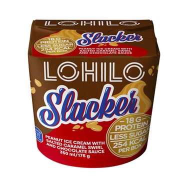 Lohilo Slacker Peanut Ice Cream With Salted Caramel Swirl &amp; Chocolate Sauce 175g