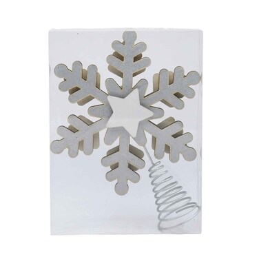 Seasonal Silver Wood Snowflake Tree Topper
