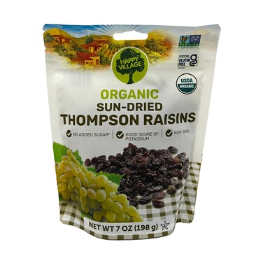 Happy Village Organic Sun-Dried Thompson Raisins 198g
