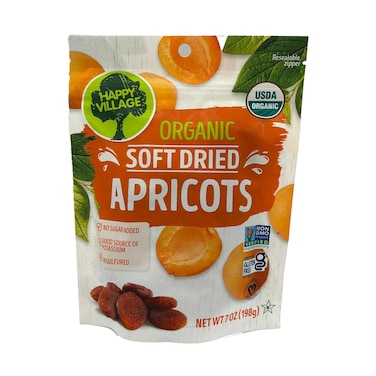 مشمش مجفف عضوي ناعم من هابي فيليج 198 جم