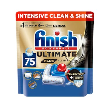 أقراص فينيش ألتيميت بلس لغسالة الأطباق، برائحة الليمون، قوة تنظيف أكبر بثلاث مرات، 75 قرصًا
