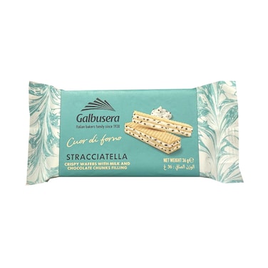 Galbusera Stracciatella Crispy Wafers With Milk &amp; Chocolate Chunks Filling 36g