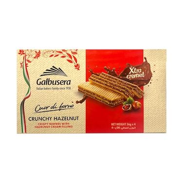 Galbusera Crunchy Hazelnut Crispy Wafers With Hazelnut Cream Filling 36gx4 Pieces