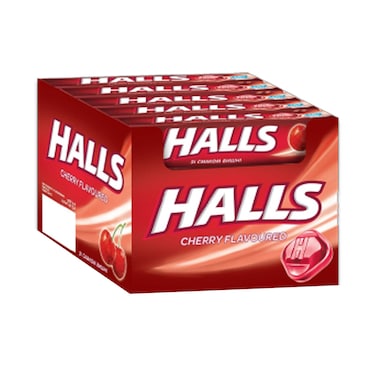 Halls Hard Candy With Cherry Flavour 22.4gx12 Pieces