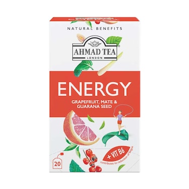 شاي أحمد تي إنيرجي مع الجريب فروت والمتة وبذور الجوارانا 1.5 جرام × 20 كيس شاي