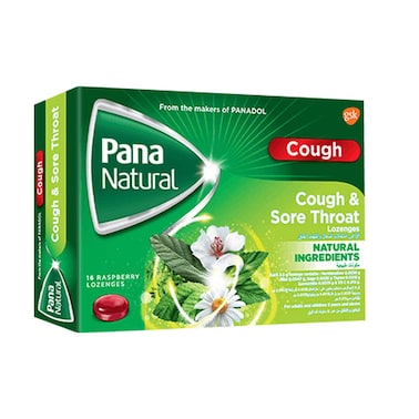 Pana Natural Cough &amp; Sore Throat Raspberry 16 Lozenges