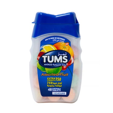 Tums Antacid Assorted Fruit 48 Chewable Tablets