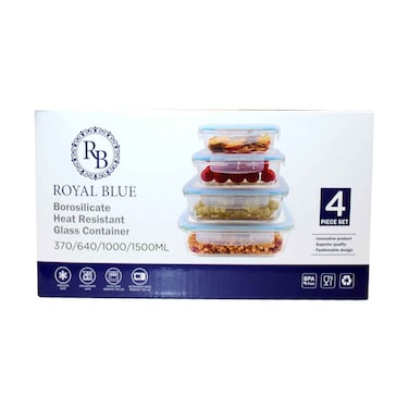 Royal Blue Glass Container 370+640+1000+1500Ml