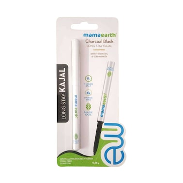 Mamaearth Charcoal Black Long Stay Kajal With Vitamin C &amp; Chamomile 0.35g