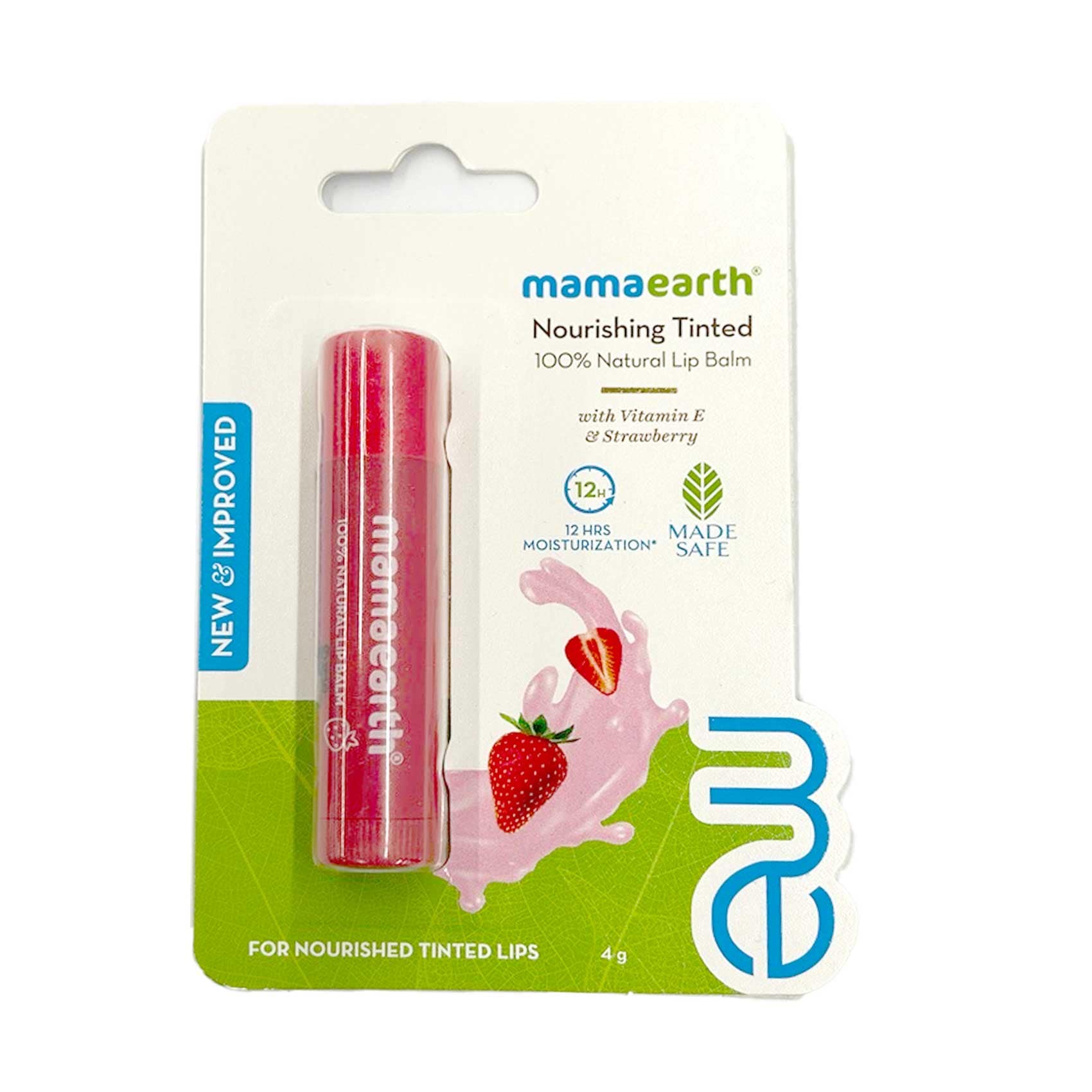 Mamaearth Nourishing Tinted 100% Natural Lip Balm With Vitamin E & Strawberry 4g