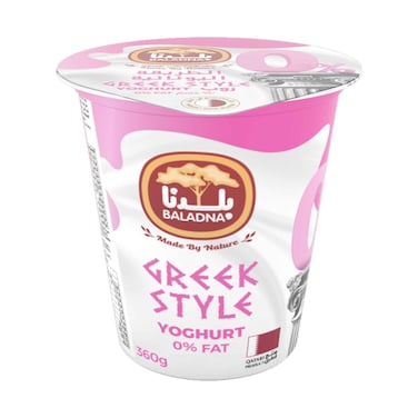بلدنا زبادي على الطريقة اليونانية 0٪ دهون 360 جم