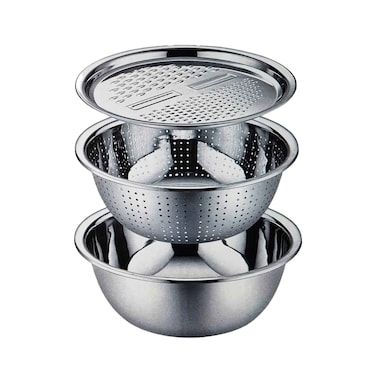 Stainless Steel Drain Basin 3Pcs Set 26Cm