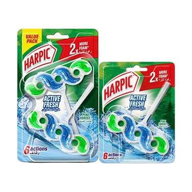 Harpic Active Fresh Toilet Rim Block, Pine Forest Scent, 35gx3 pieces