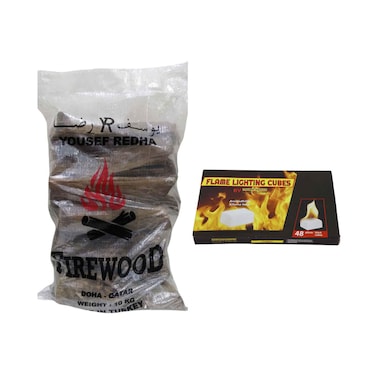 خشب الملك للحريق 10 كجم + مكعبات اللهب 48 قطعة