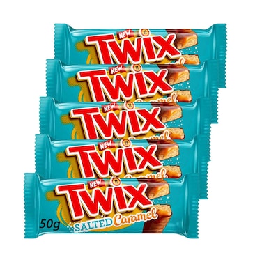 لوح شوكولاتة تويكس توين بالكراميل المملح ٥٠ غ × ٥ قطع