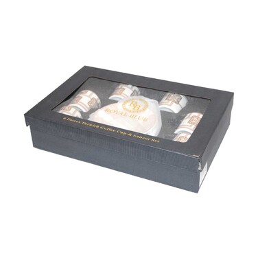 Royal Blue Turkish Coffee Cup &amp; Saucer Set 6 Pieces F01